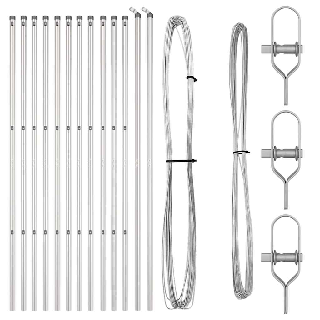 Vidaxl poteau de clôture 13 pcs acier argenté