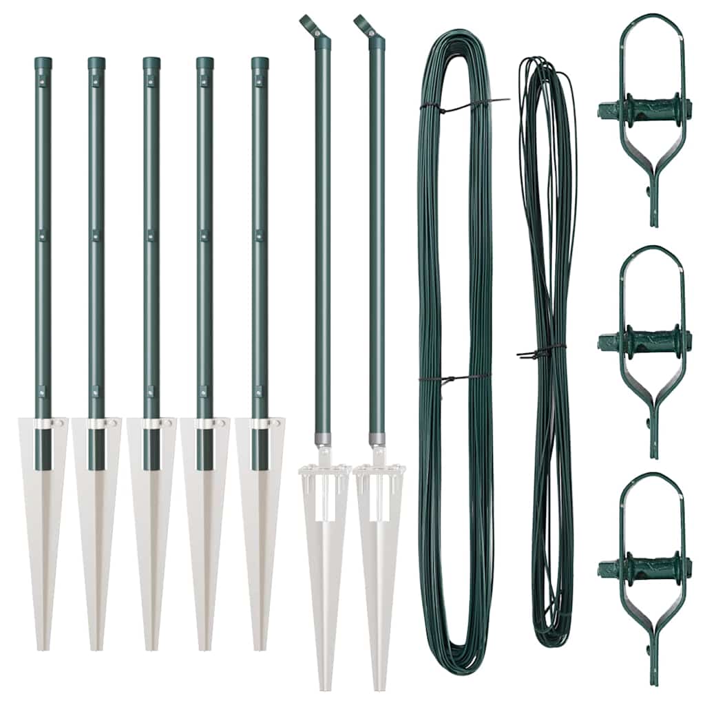 Vidaxl poteau de clôture 7 pcs acier vert
