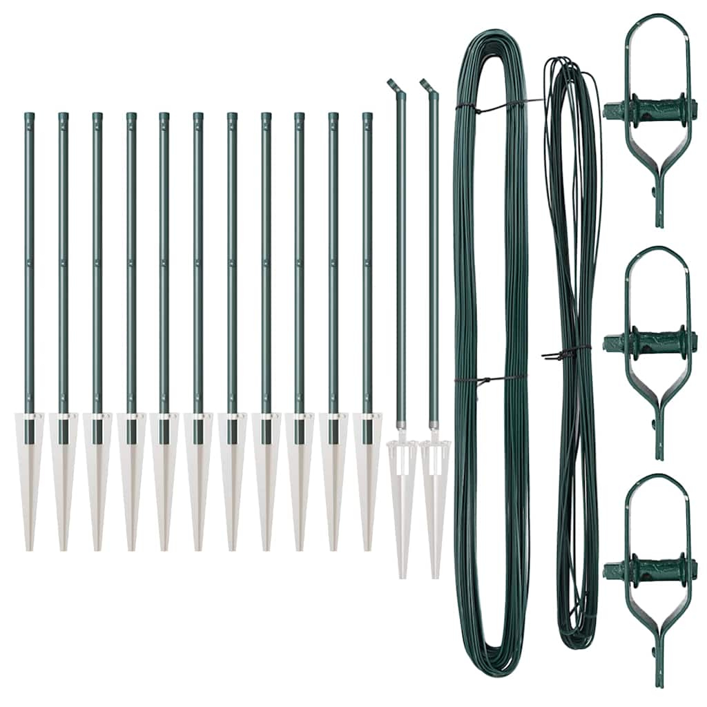 Vidaxl poteau de clôture 13 pcs acier vert