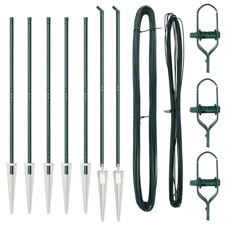 Vidaxl poteau de clôture 7 pcs acier vert