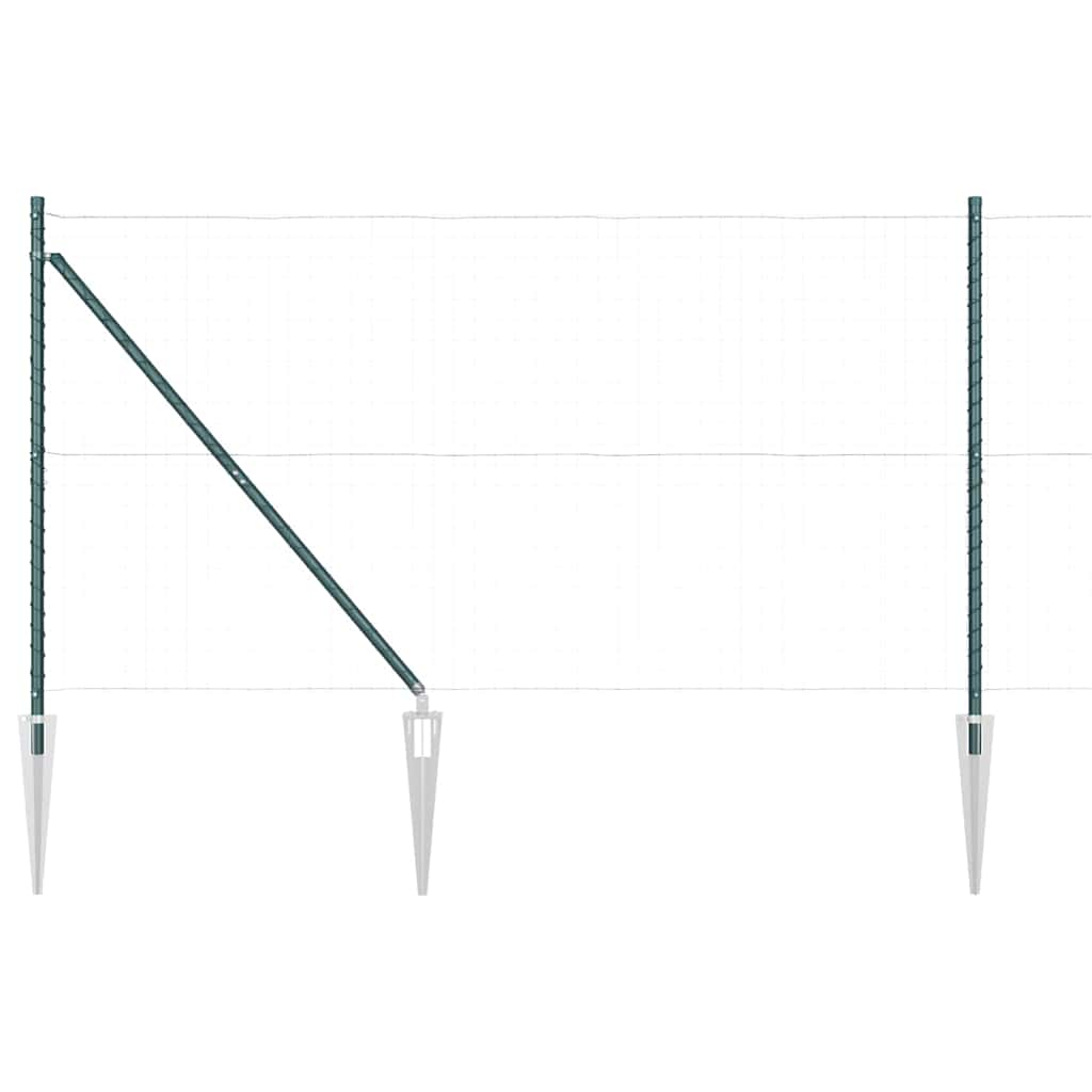 Vidaxl poteau de clôture 13 pcs acier vert