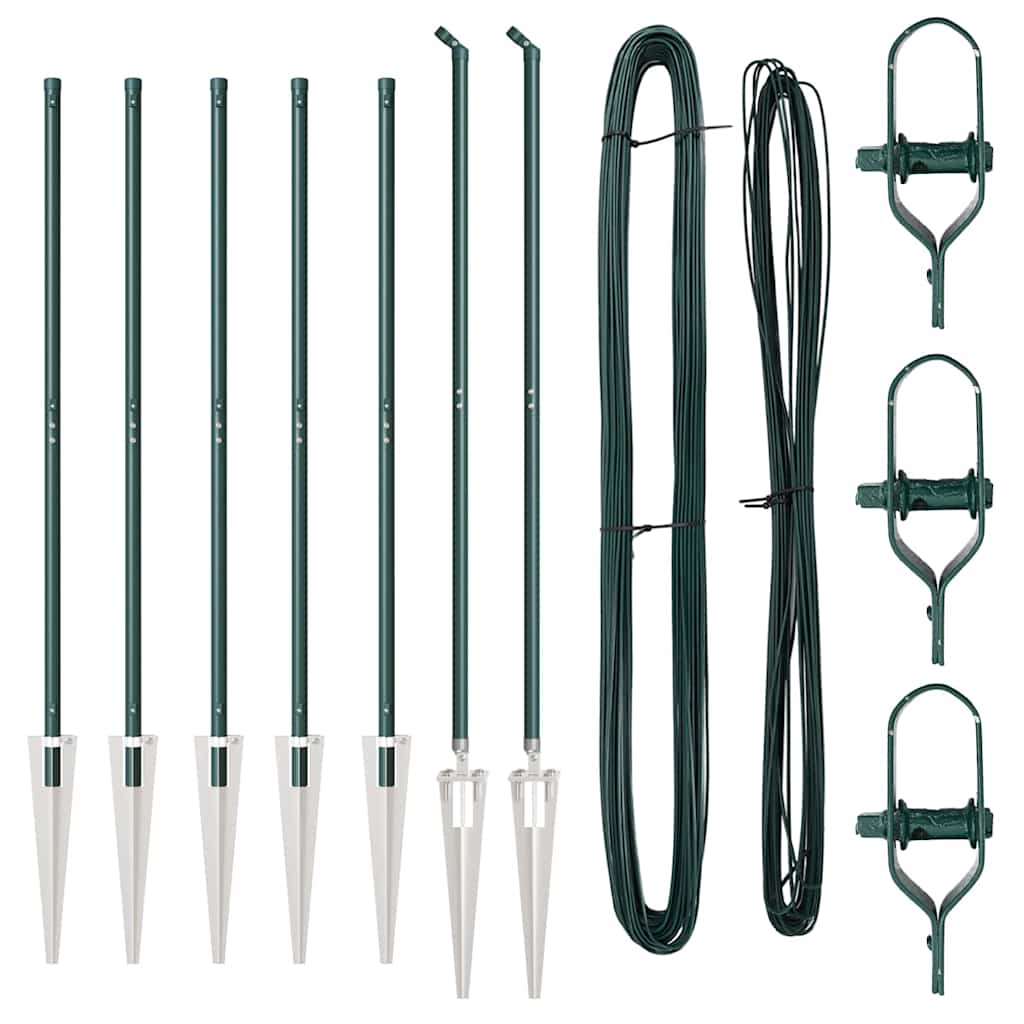 Vidaxl poteau de clôture 7 pcs acier vert