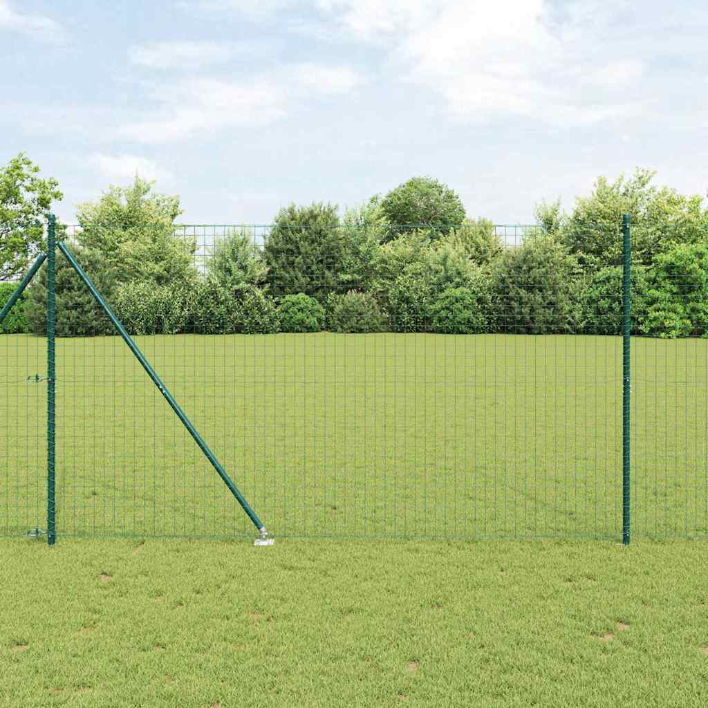 Vidaxl poteau de clôture 13 pcs acier vert