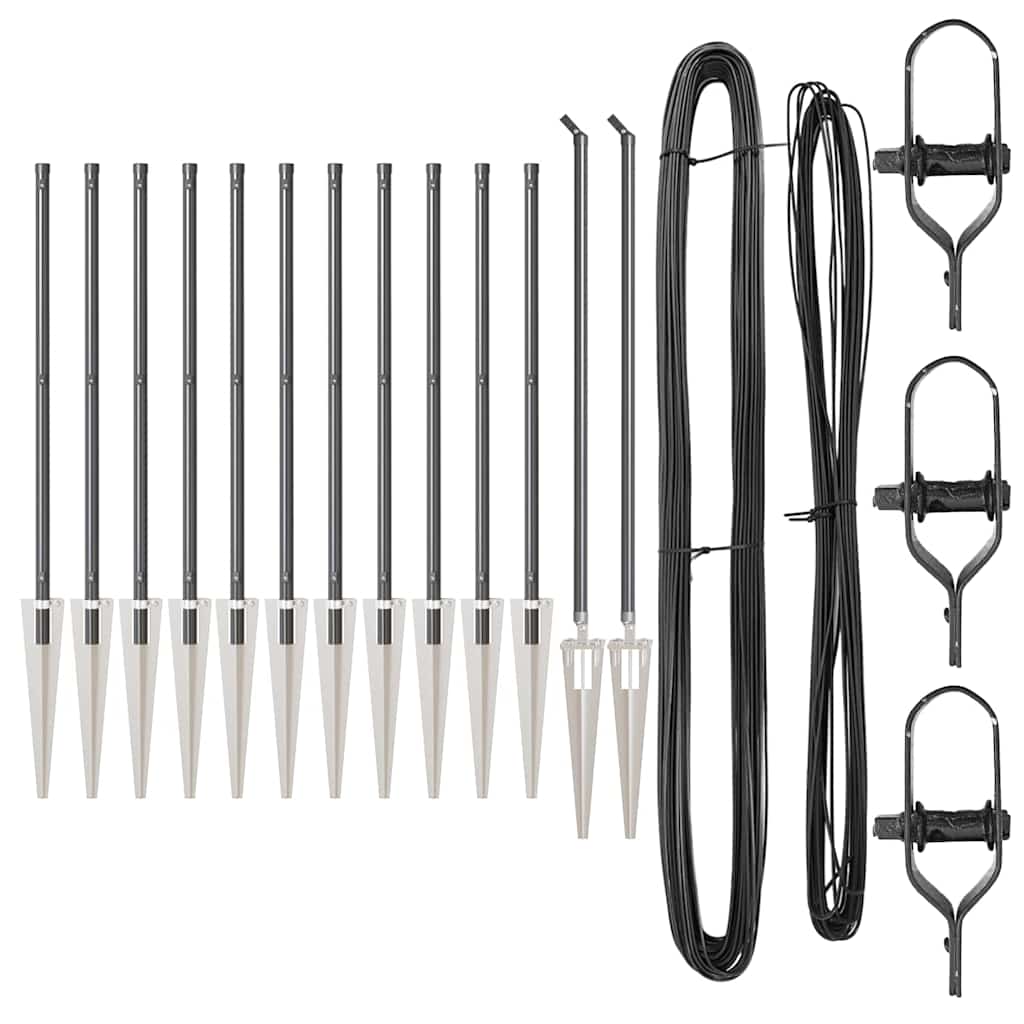 Vidaxl poteau de clôture 13 pcs acier gris