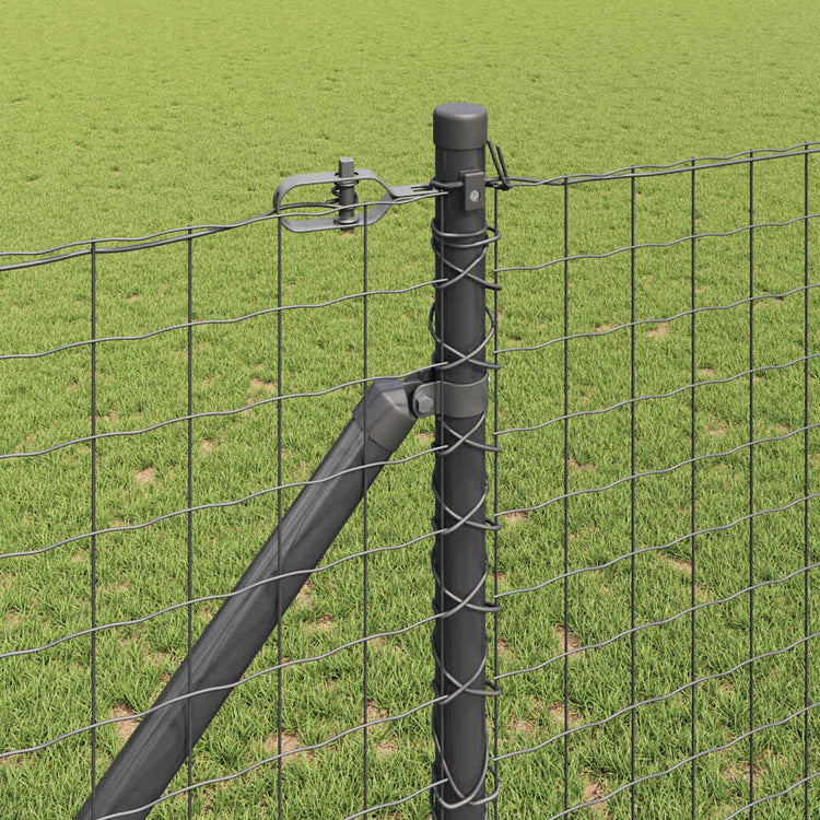 Vidaxl poteau de clôture 7 pcs acier gris
