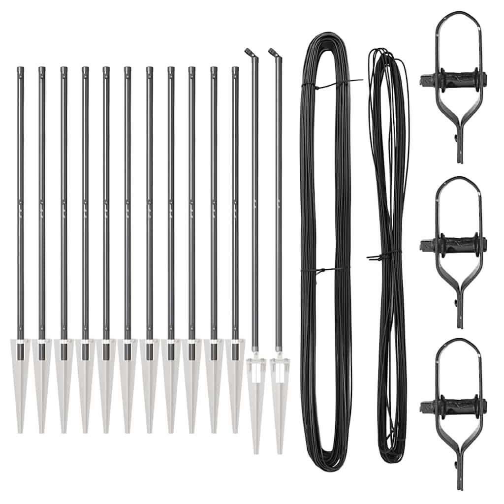 Vidaxl poteau de clôture 13 pcs acier gris