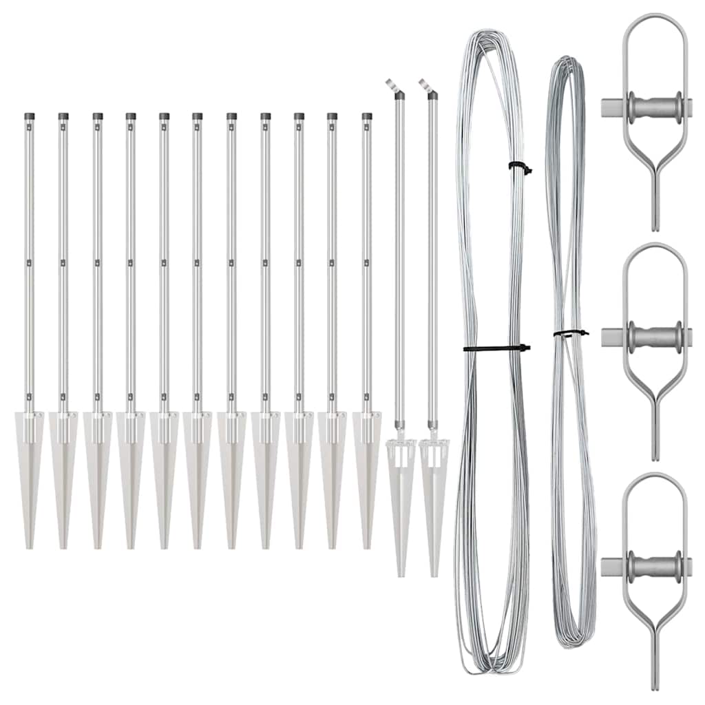 Vidaxl poteau de clôture 13 pcs acier argenté