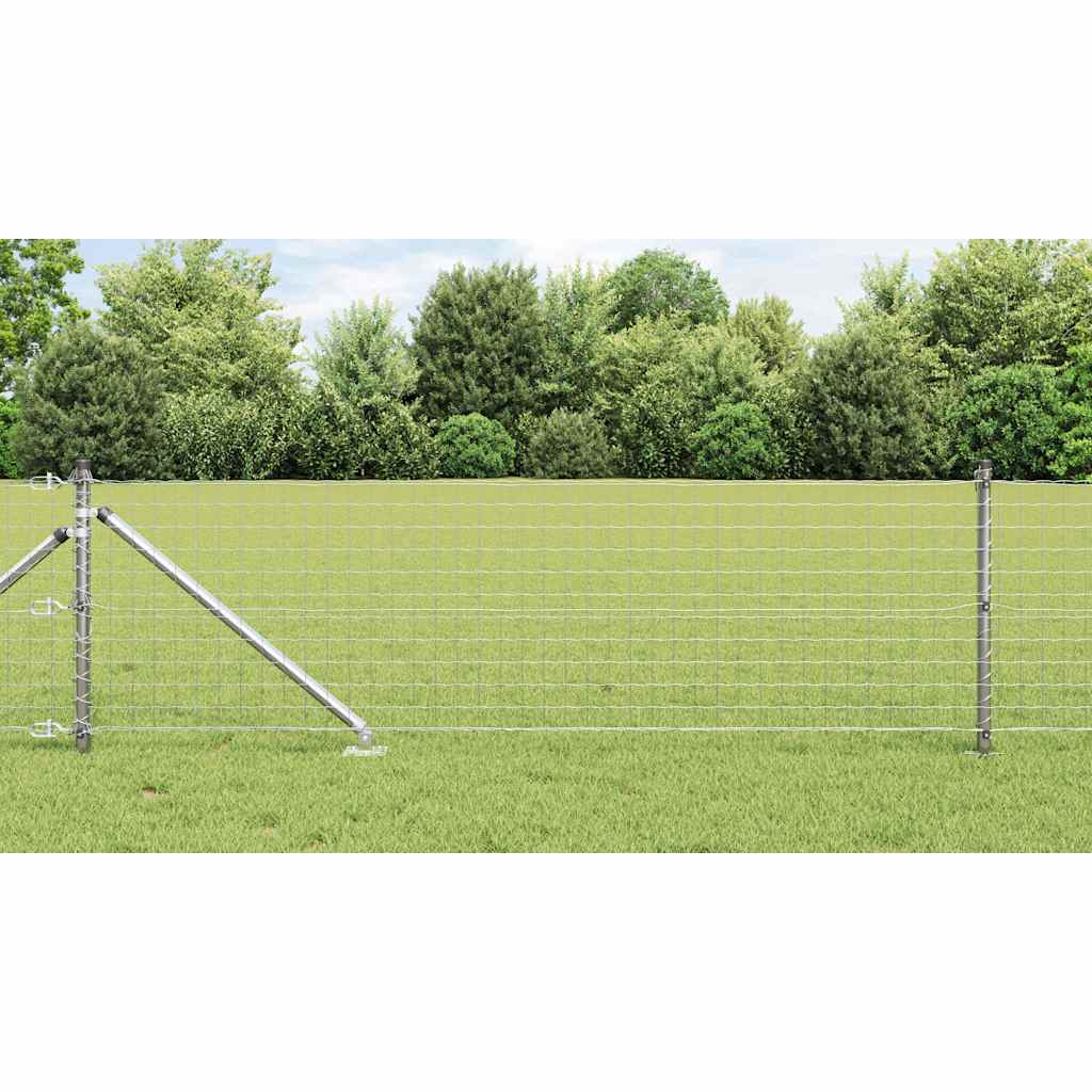 Vidaxl poteau de clôture 7 pcs acier argenté