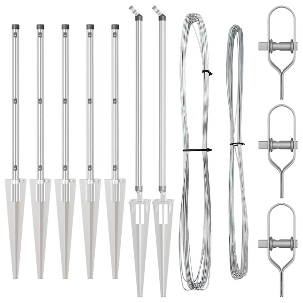Vidaxl poteau de clôture 7 pcs acier argenté