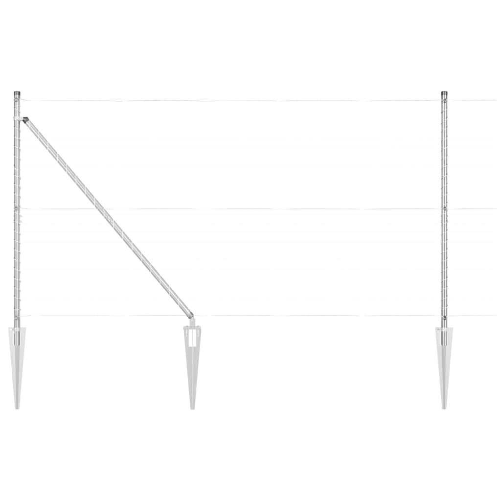Vidaxl poteau de clôture 13 pcs acier argenté