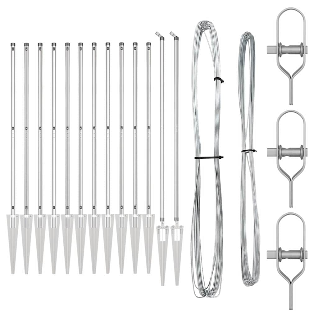 Vidaxl poteau de clôture 13 pcs acier argenté