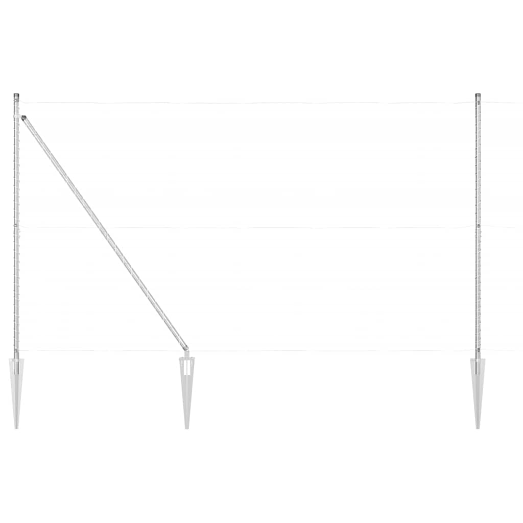 Vidaxl poteau de clôture 7 pcs acier argenté