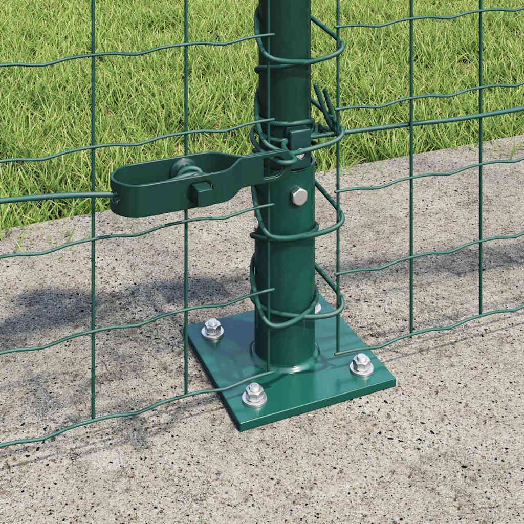 Vidaxl poteau de clôture 13 pcs acier vert