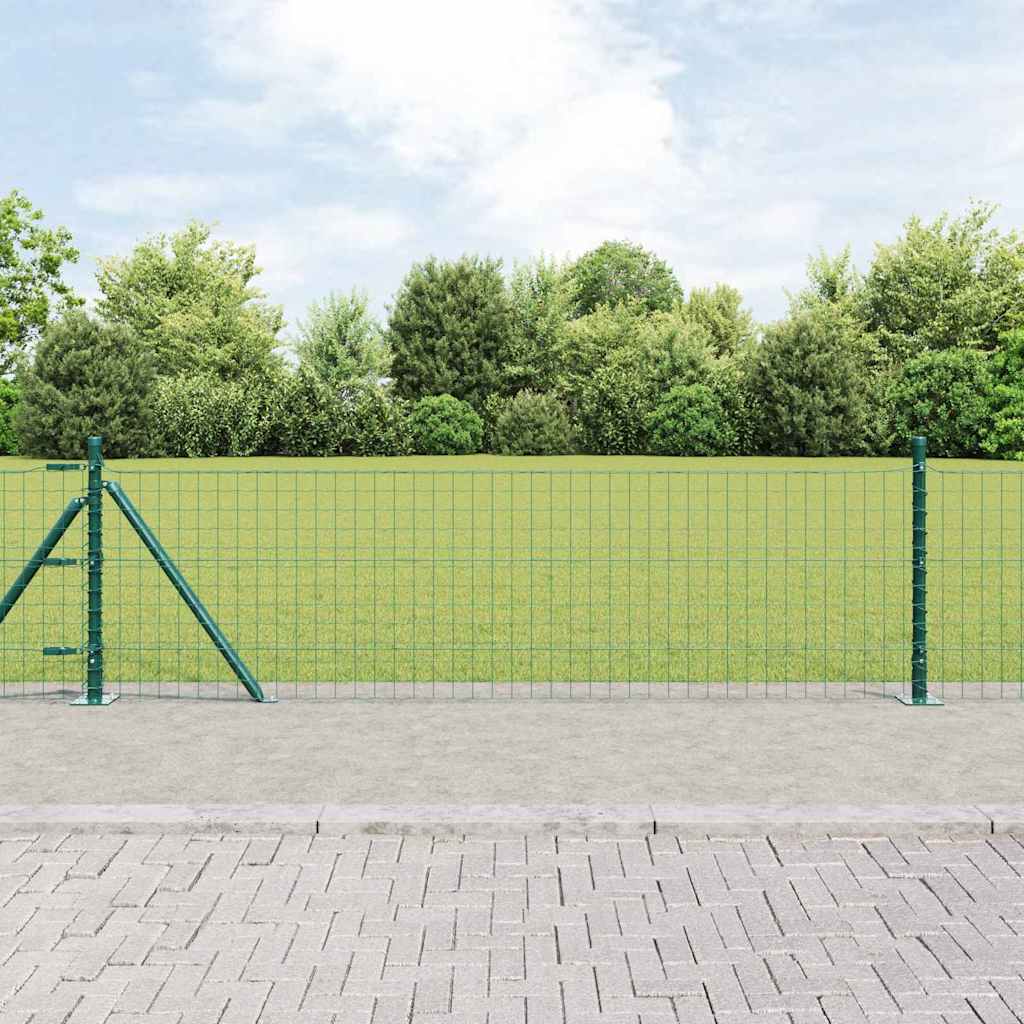 Vidaxl poteau de clôture 13 pcs acier vert
