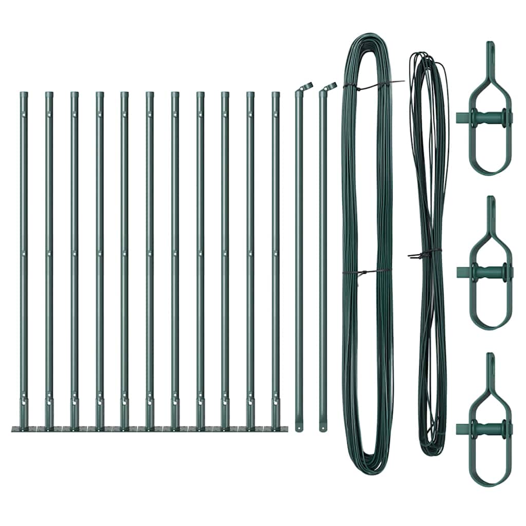 Vidaxl poteau de clôture 13 pcs acier vert