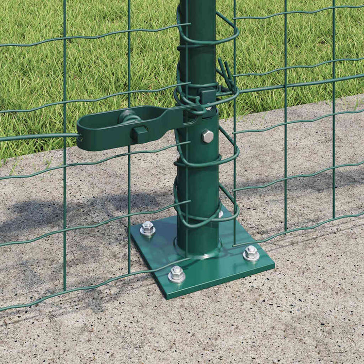 Vidaxl poteau de clôture 13 pcs acier vert