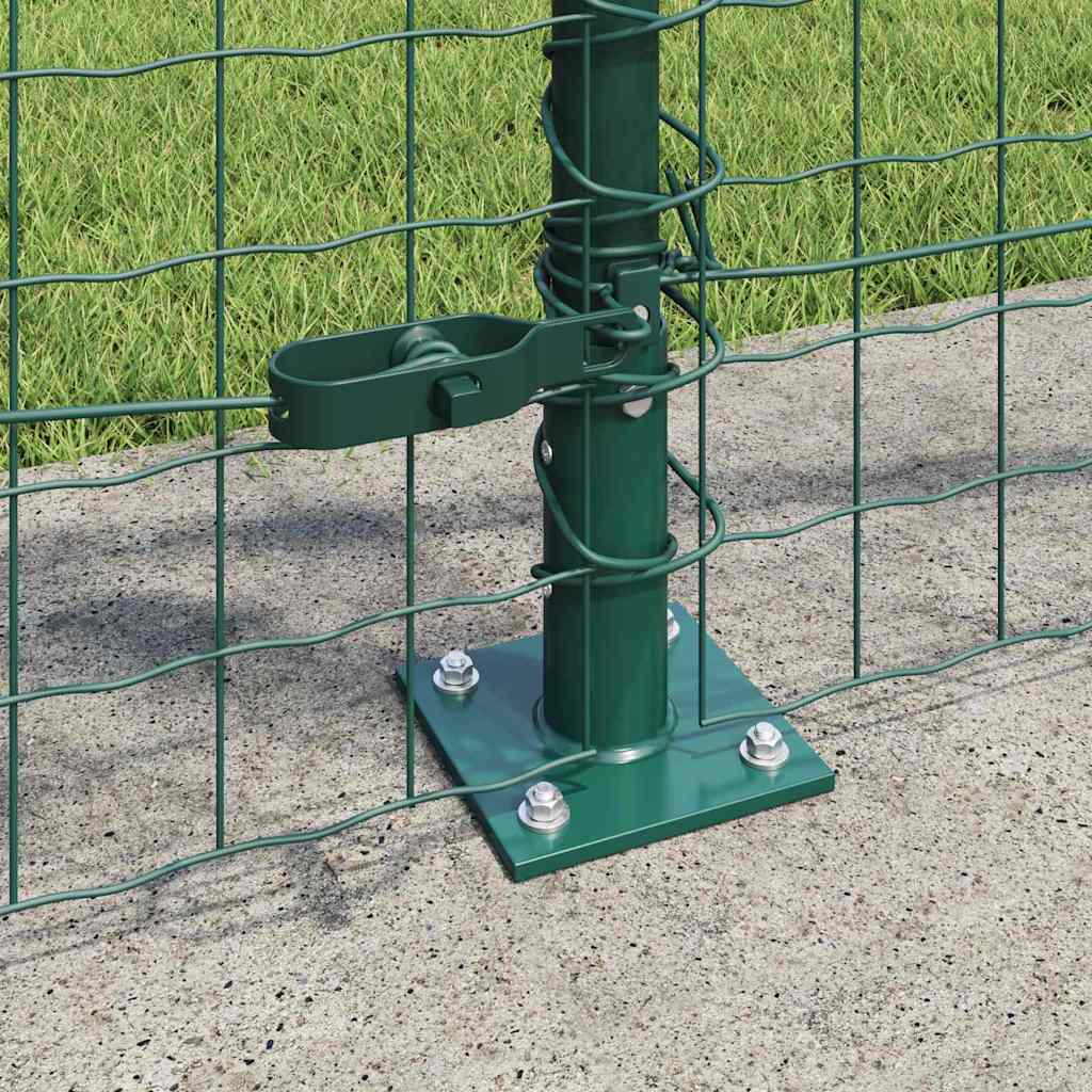 Vidaxl poteau de clôture 7 pcs acier vert