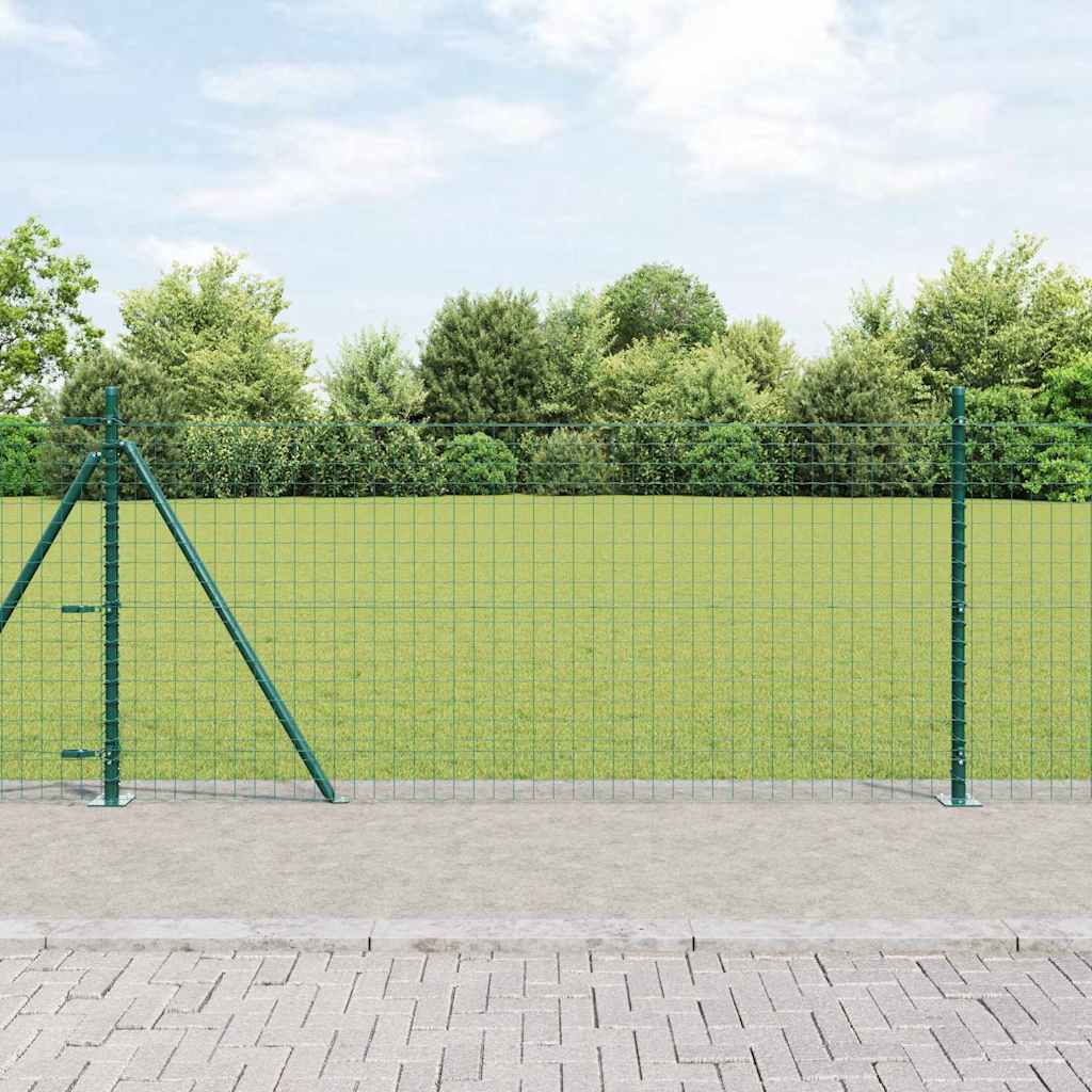 Vidaxl poteau de clôture 7 pcs acier vert