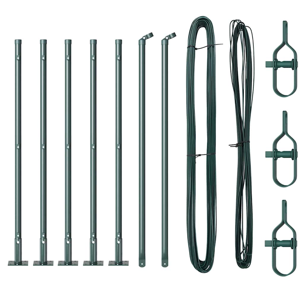 Vidaxl poteau de clôture 7 pcs acier vert