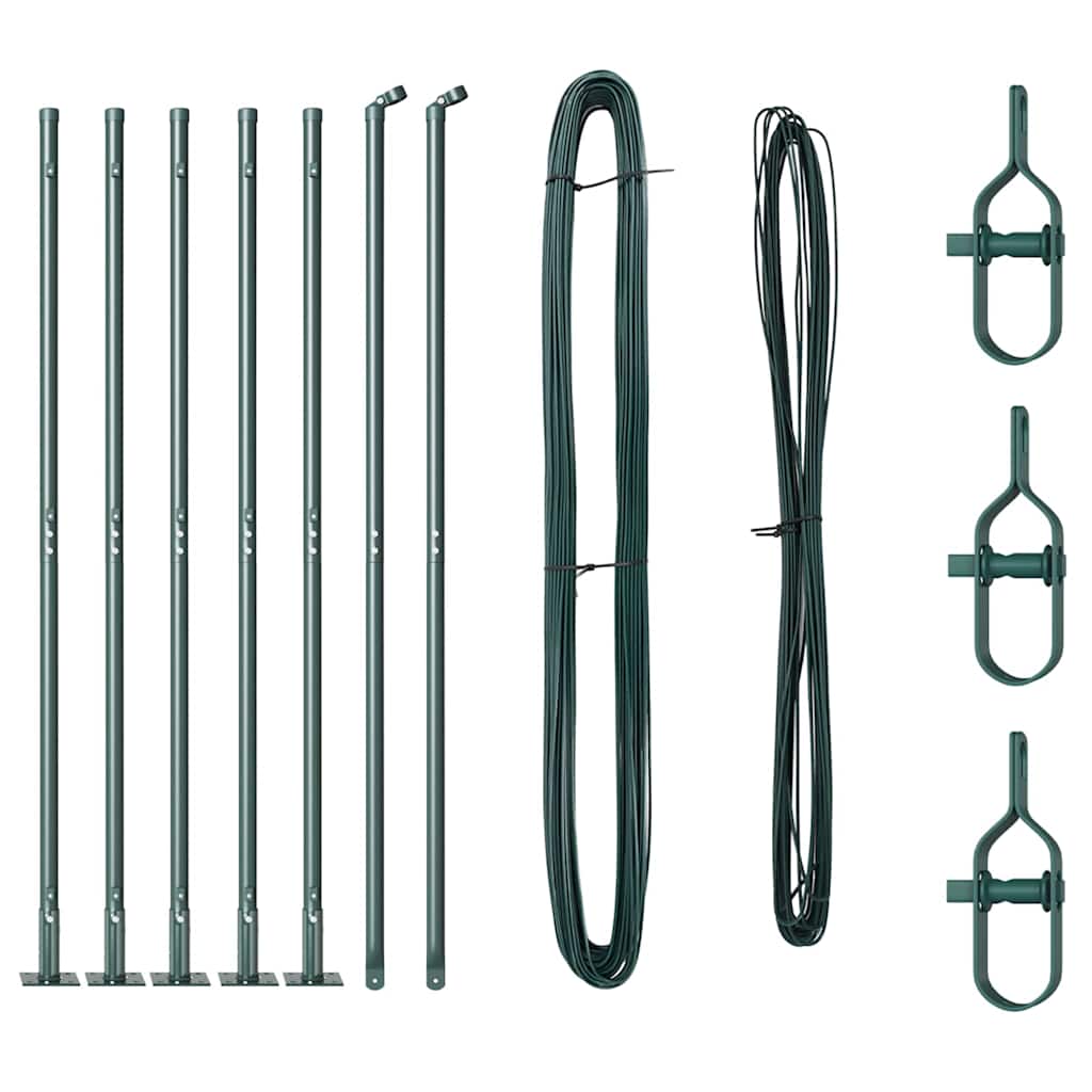 Vidaxl poteau de clôture 7 pcs acier vert