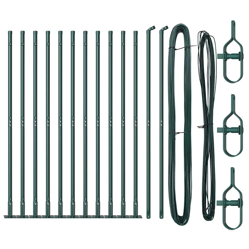 Vidaxl poteau de clôture 13 pcs acier vert