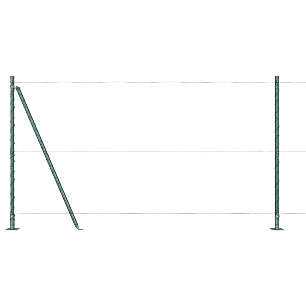 Vidaxl poteau de clôture 7 pcs acier vert