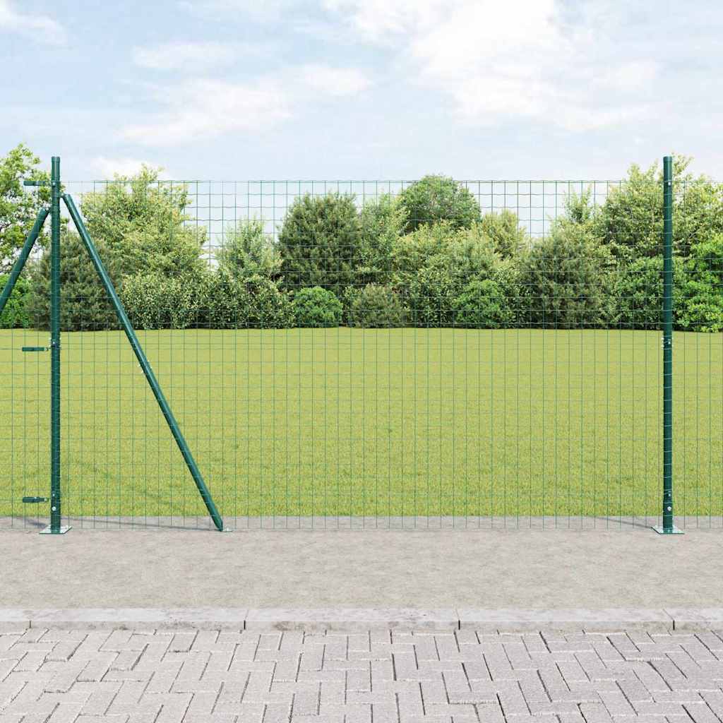 Vidaxl poteau de clôture 13 pcs acier vert