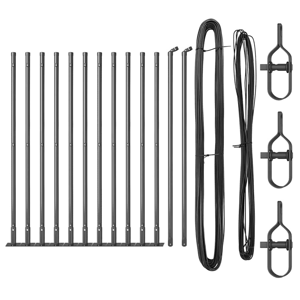 Vidaxl poteau de clôture 13 pcs acier gris