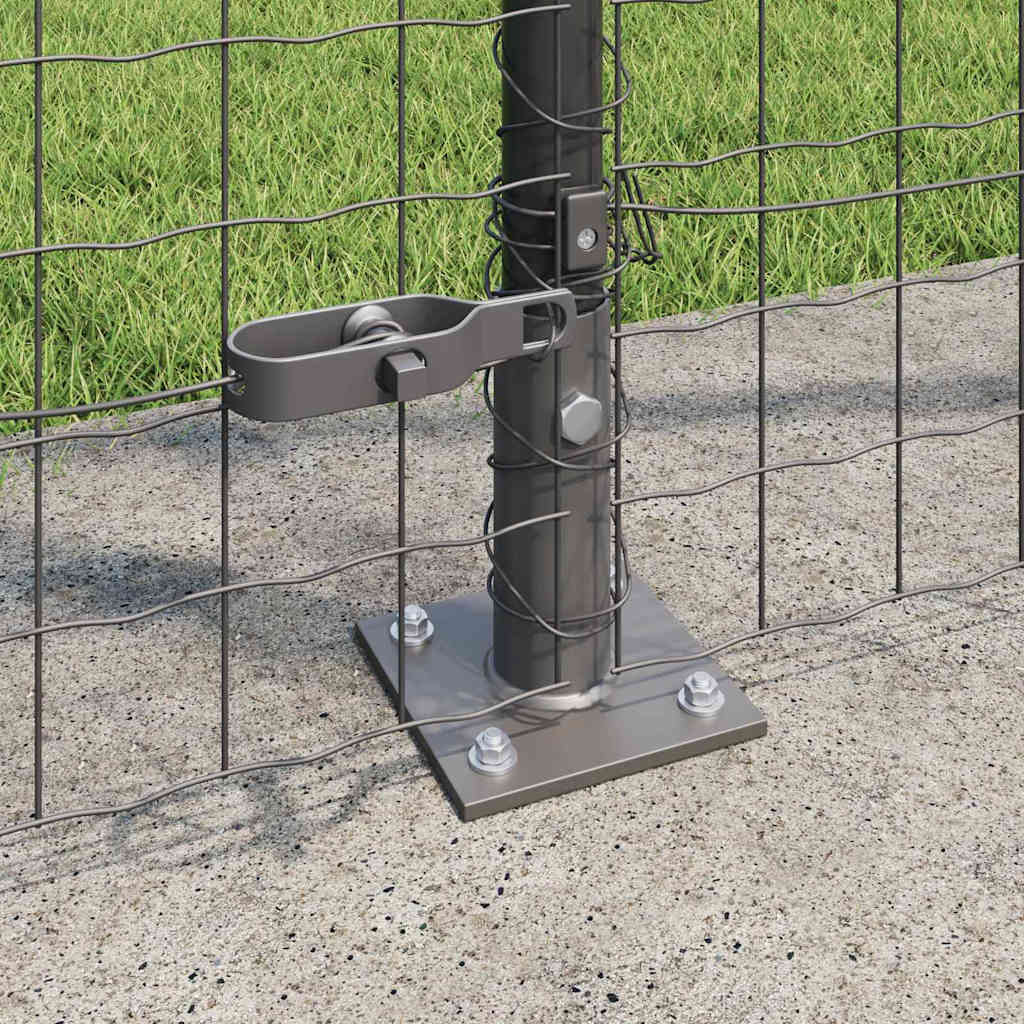 Vidaxl poteau de clôture 7 pcs acier gris