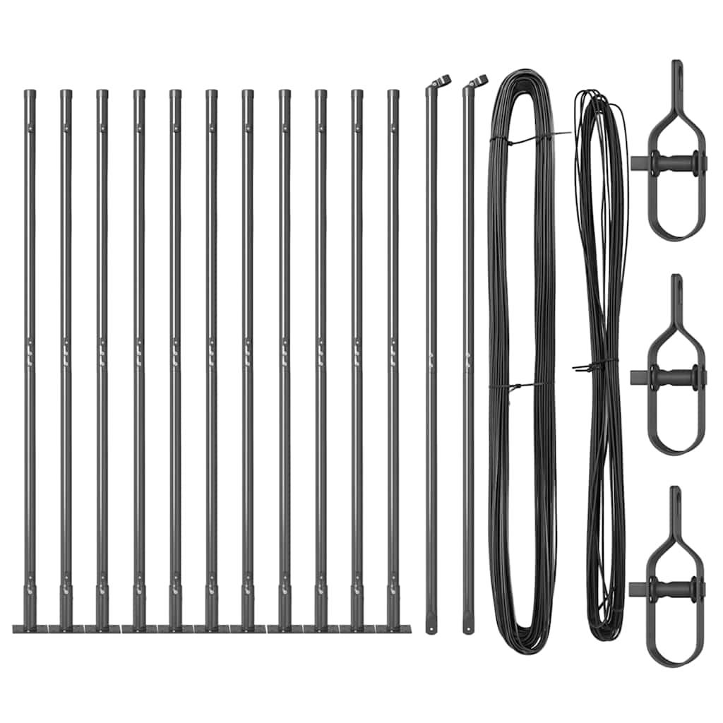 Vidaxl poteau de clôture 13 pcs acier gris