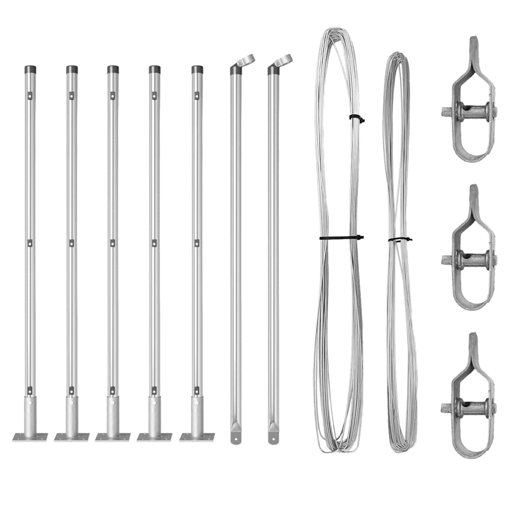 Vidaxl poteau de clôture 7 pcs acier argenté