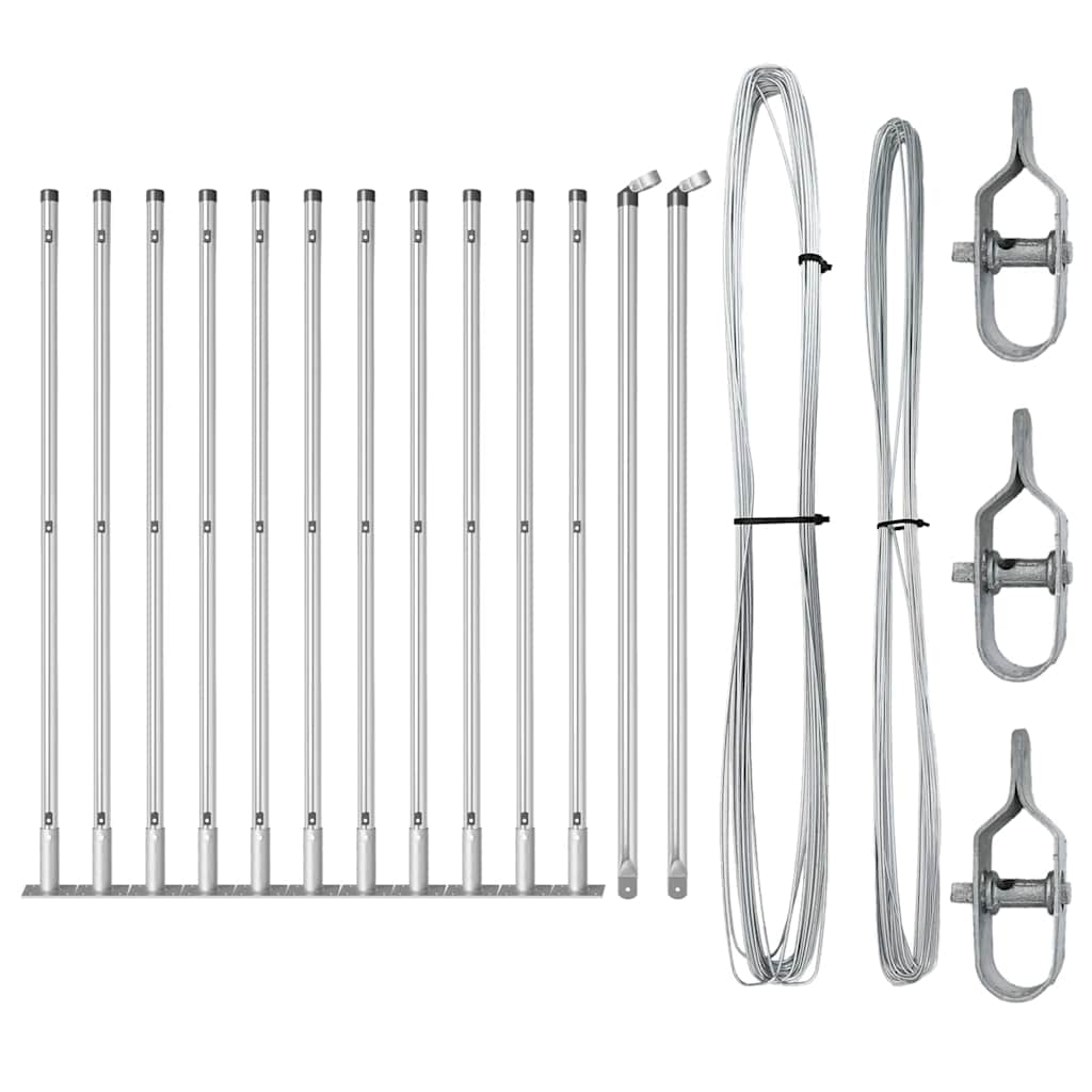 Vidaxl poteau de clôture 13 pcs acier argenté
