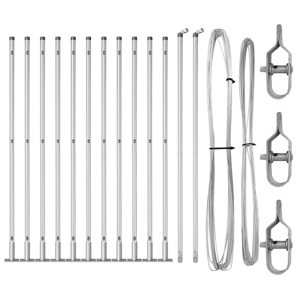 Vidaxl poteau de clôture 13 pcs acier argenté