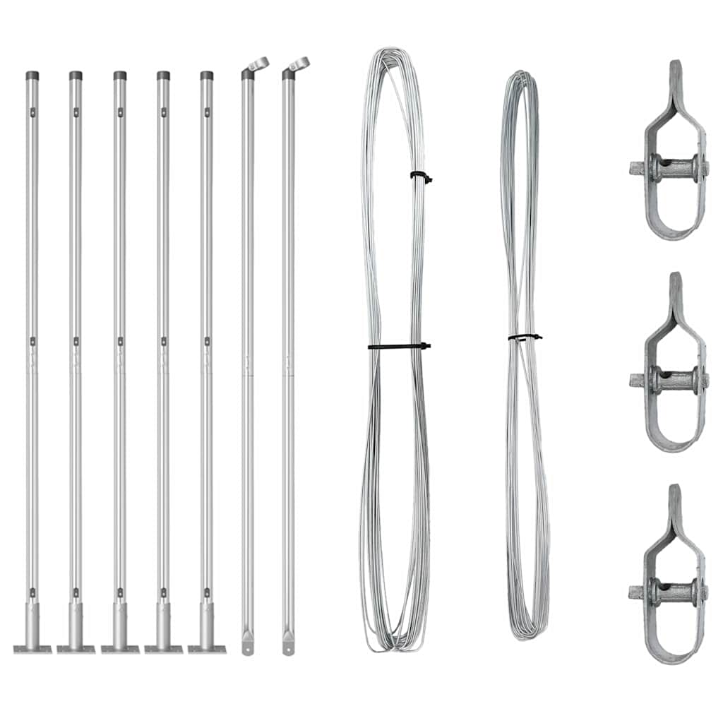 Vidaxl poteau de clôture 7 pcs acier argenté