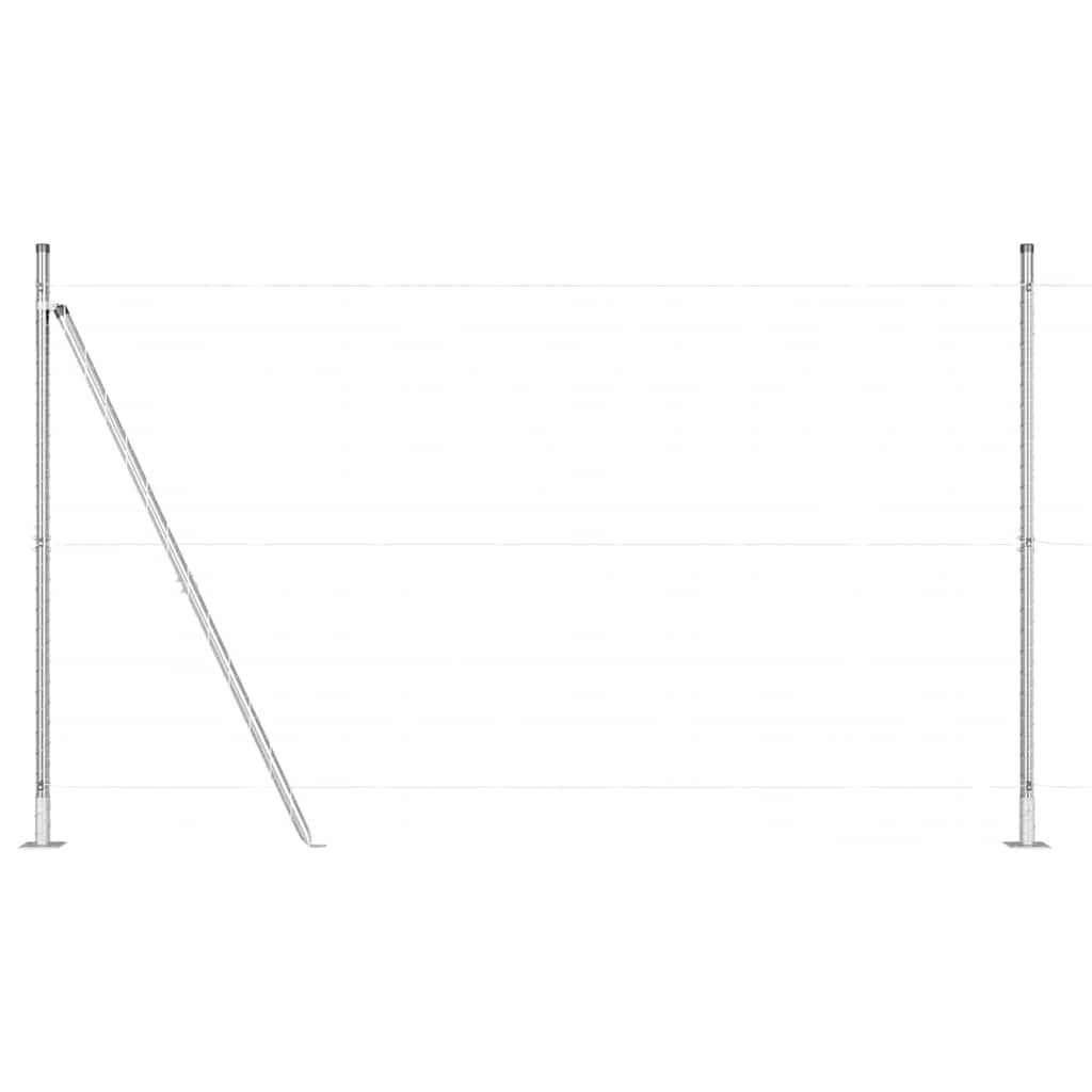 Vidaxl poteau de clôture 13 pcs acier argenté