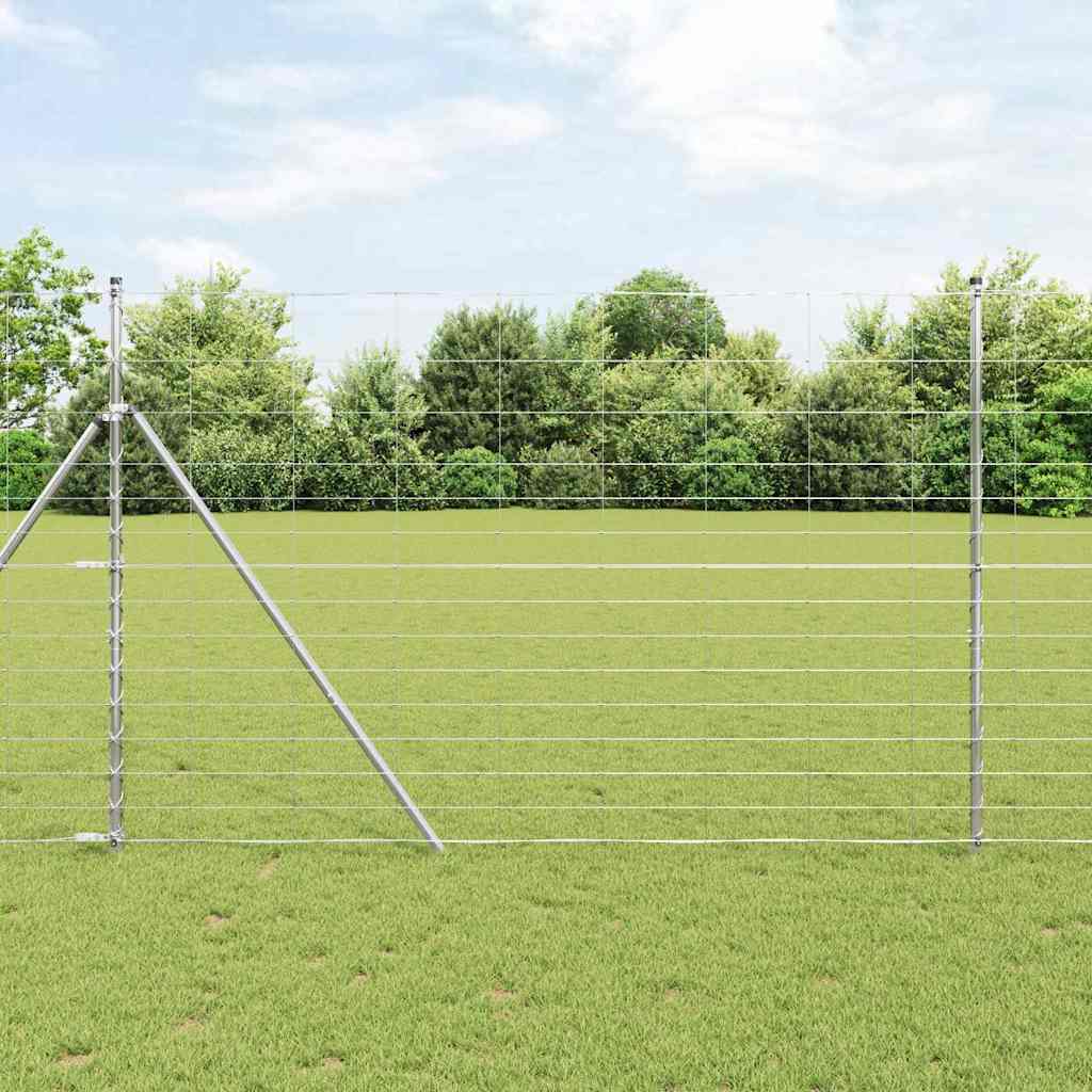 Vidaxl clôture de pâturage argent 25 x 1,6 m acier galvanisé