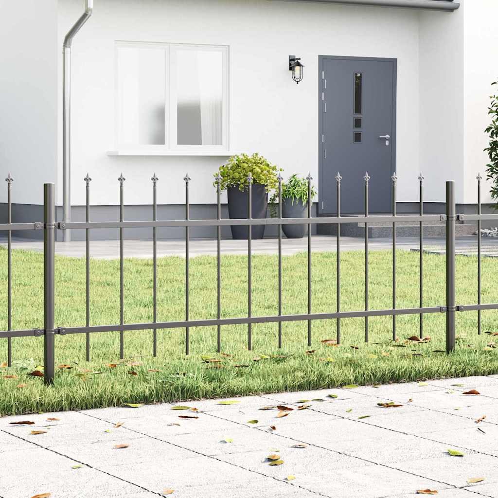Vidaxl clôture de jardin gris 1,7 x 0,6 m en acier thermolaqué