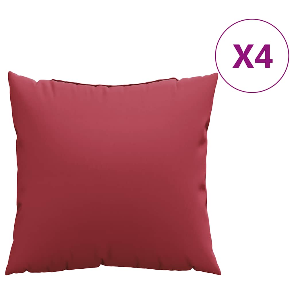 VidaXL coussins de canapé 4 pièces vin rouge 50x50 cm tissu