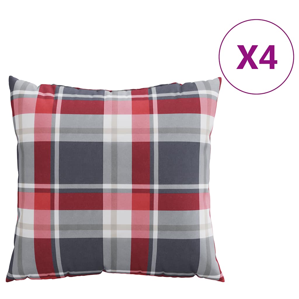 Vidaxx coussins de canapé 4 pièces motif à carreaux rouge 50x50 cm tissu