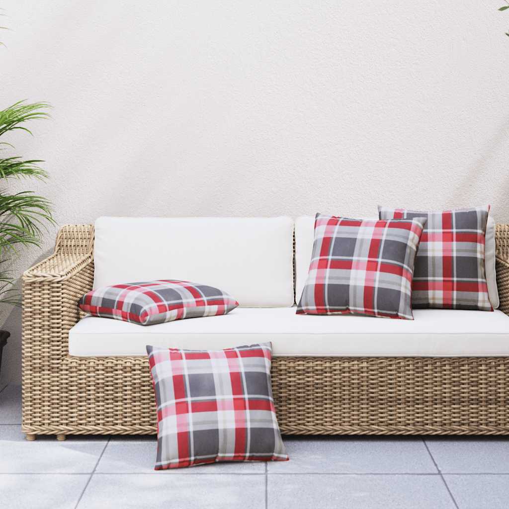 Vidaxx coussins de canapé 4 pièces motif à carreaux rouge 50x50 cm tissu