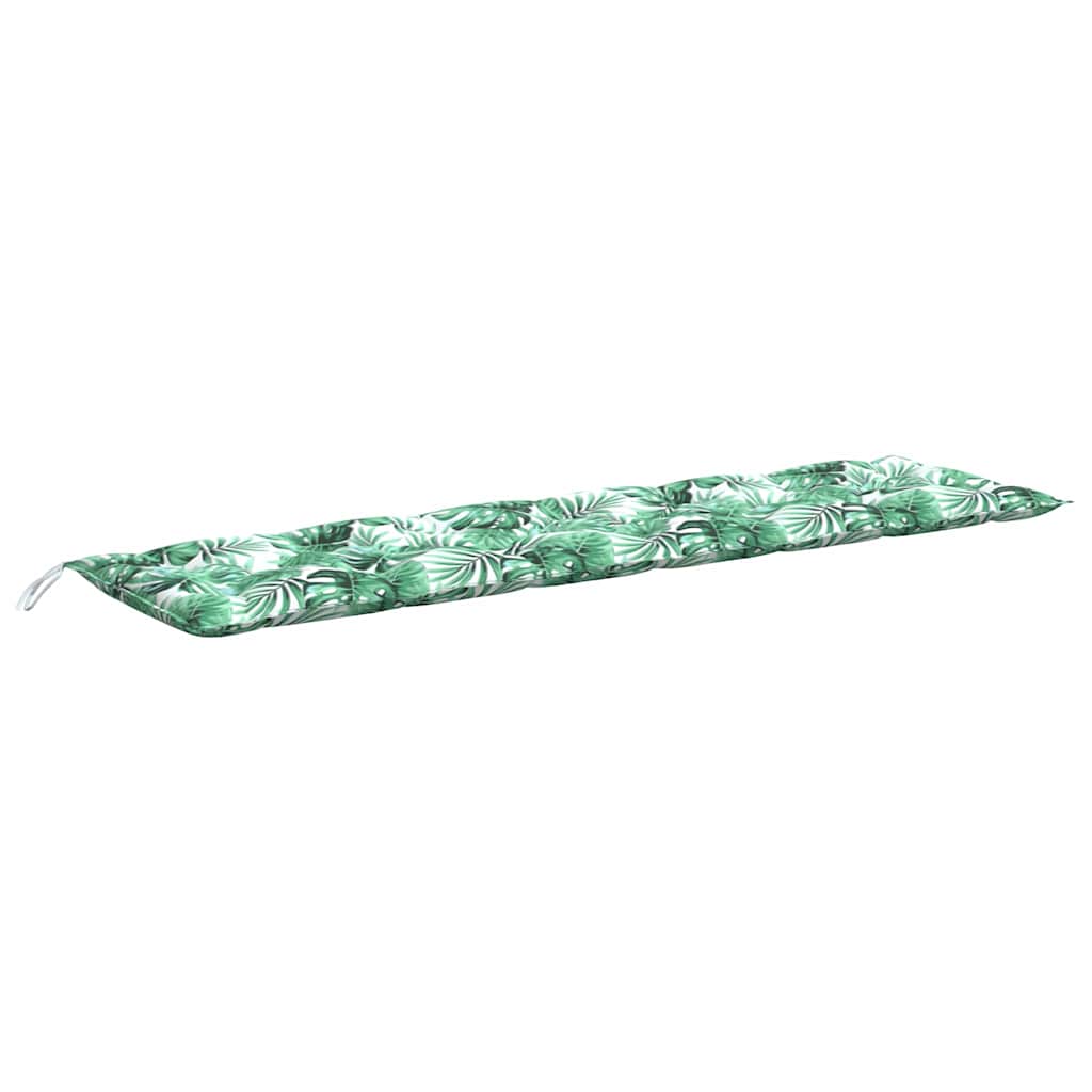 VidaXL coussin de banc de jardin avec motif feuilles, 200x50x7 cm, tissu oxford