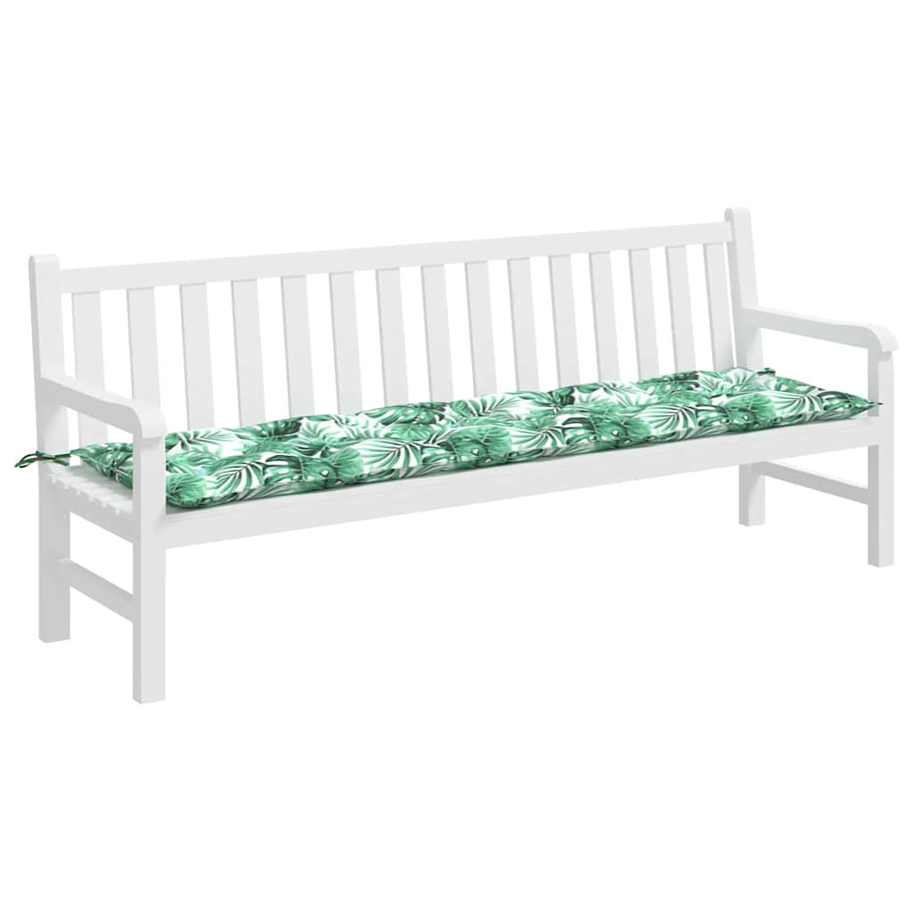 VidaXL coussin de banc de jardin avec motif feuilles, 200x50x7 cm, tissu oxford
