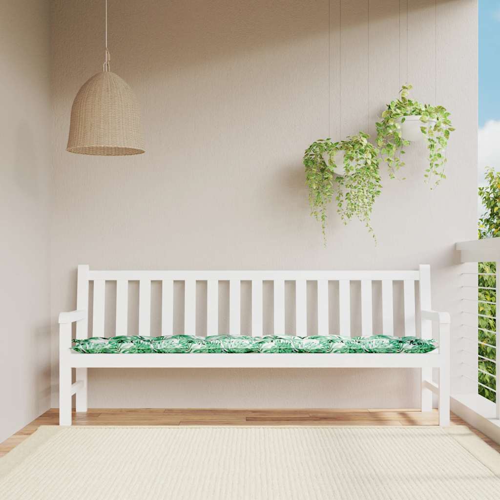 VidaXL coussin de banc de jardin avec motif feuilles, 200x50x7 cm, tissu oxford