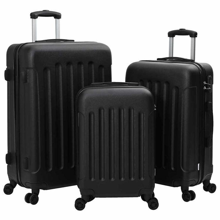 VidaXL valise avec serrure 3 pcs noir 50 x 31 x 78 cm plastique abs