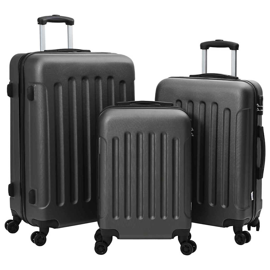 Vidaxx valise avec serrure 3 pcs gris foncé 50 x 31 x 78 cm plastique abs