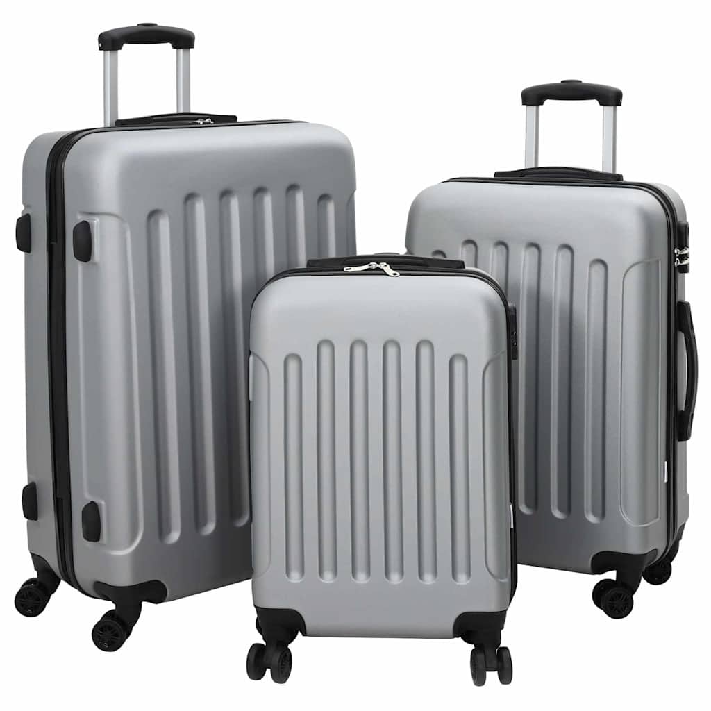 VidaXL valise avec serrure 3 pcs argent 50 x 31 x 78 cm plastique abs