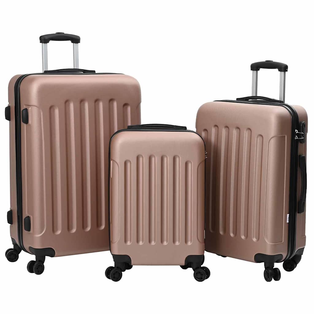 Vidaxxl valise avec serrure 3 pcs or rose 50 x 31 x 78 cm plastique abs
