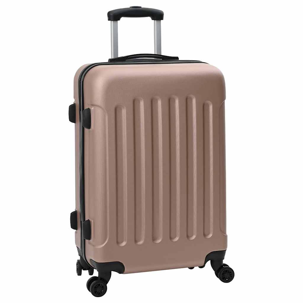 Vidaxxl valise avec serrure 3 pcs or rose 50 x 31 x 78 cm plastique abs