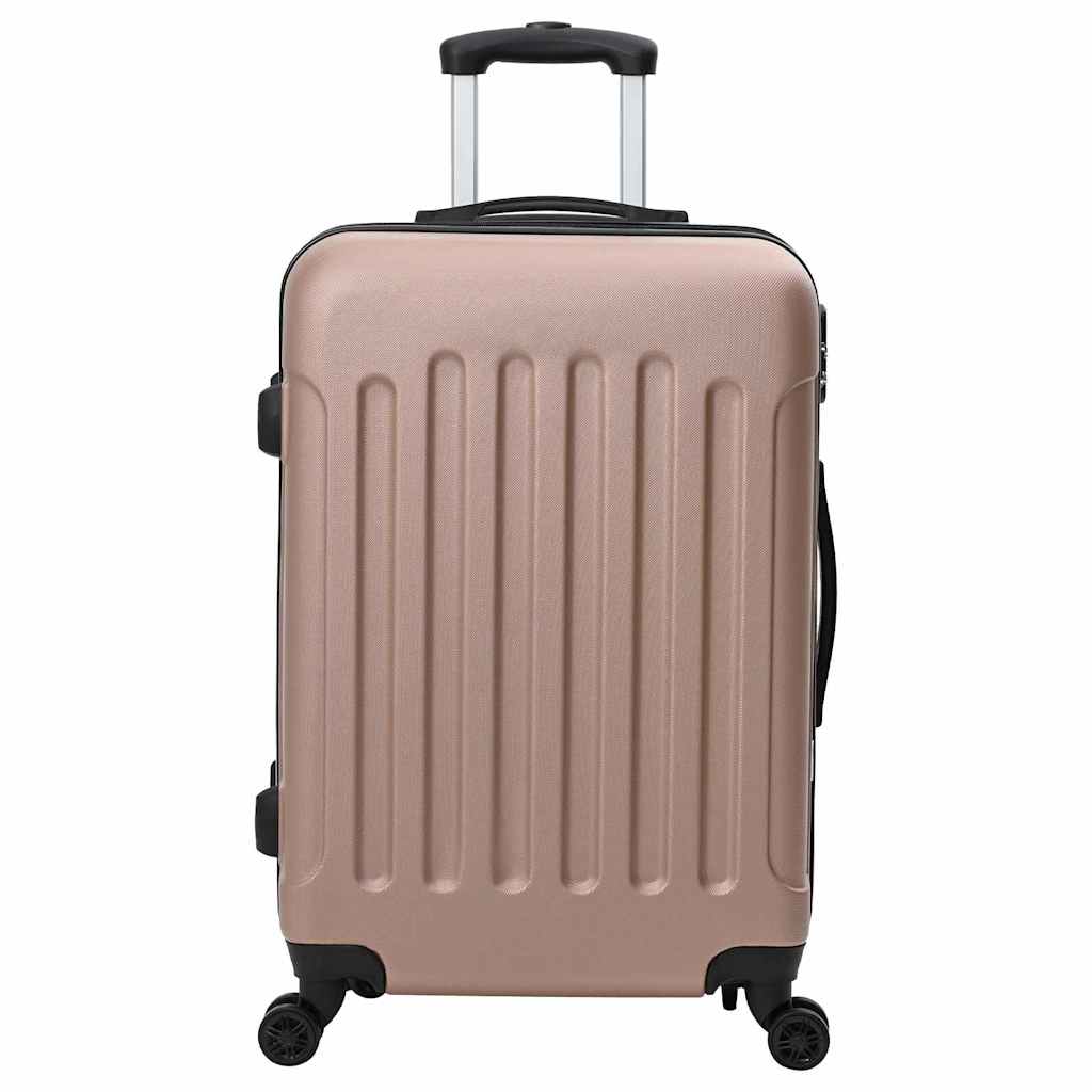 Vidaxxl valise avec serrure 3 pcs or rose 50 x 31 x 78 cm plastique abs