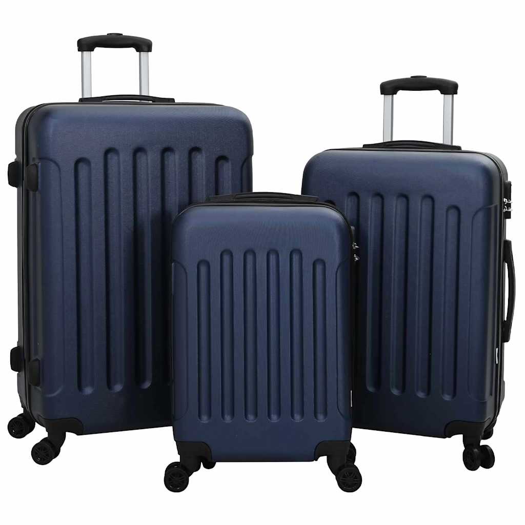 VidaXL valise avec serrure 3 pcs bleu foncé 50 x 31 x 78 cm plastique abs